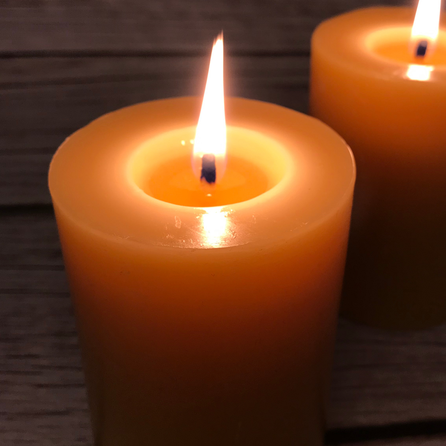 Set of Four — Small Classic Round Beeswax Pillar Candles