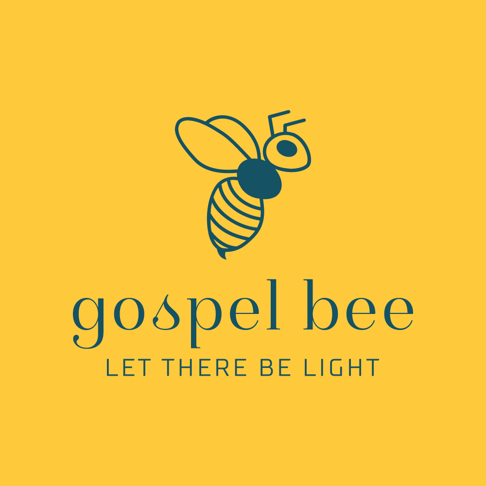 Logo of 'gospel bee' with a bee illustration on a yellow background