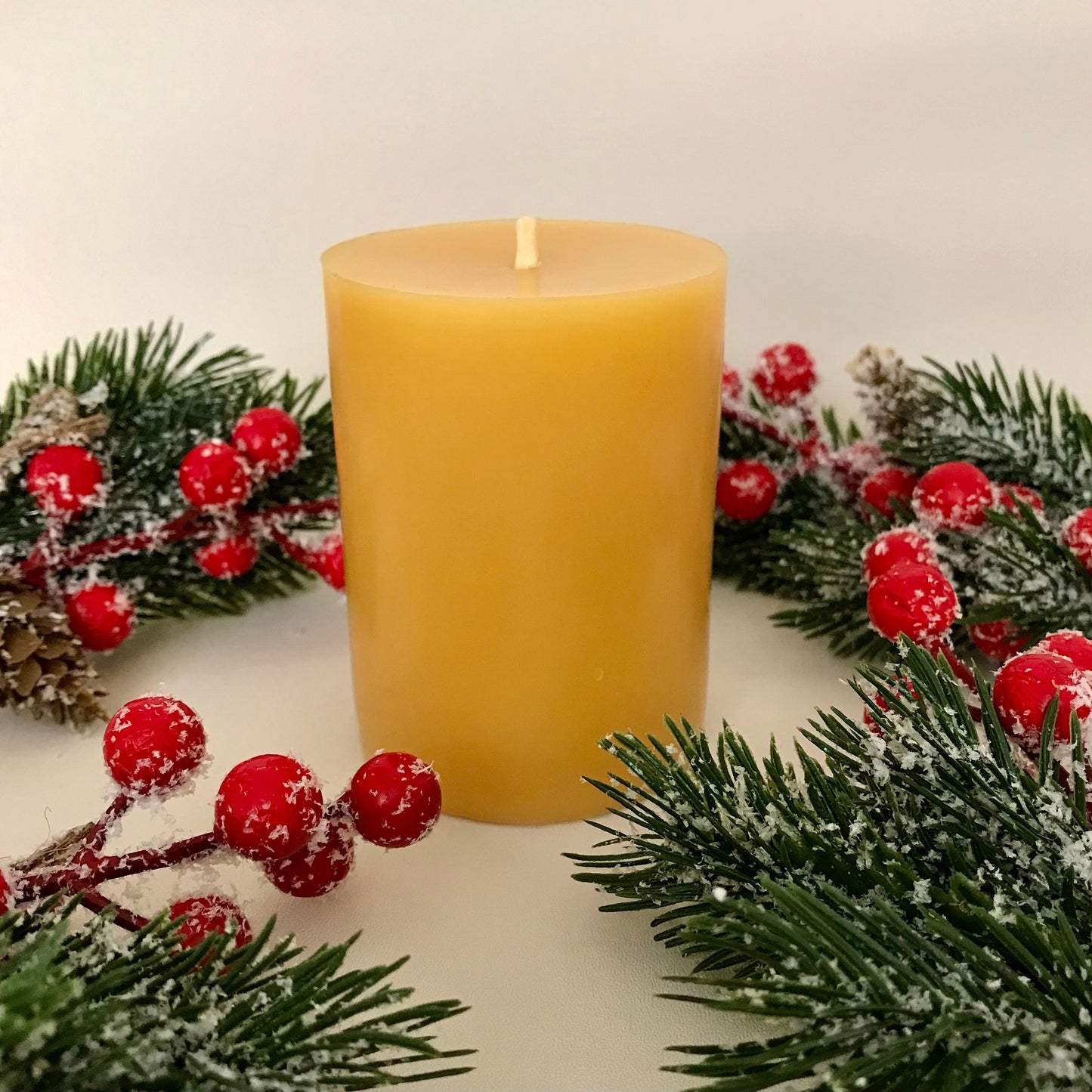 Small Classic Round Beeswax Pillar Candle