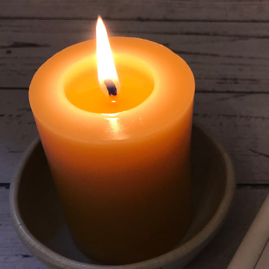 Small Classic Round Beeswax Pillar Candle
